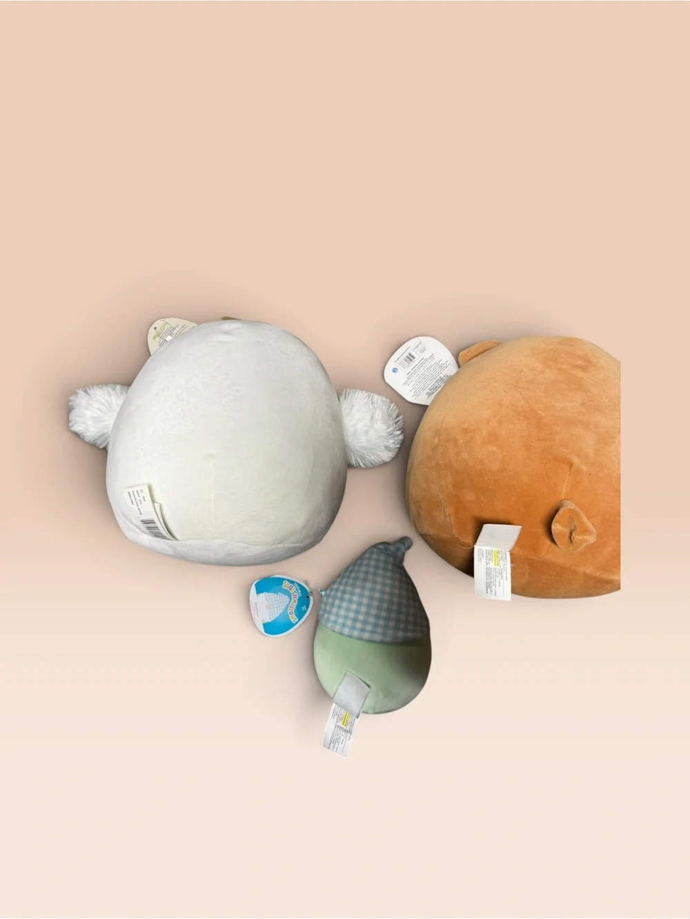 Squishmallows Cream Penguin and Brown Pug Plush Set